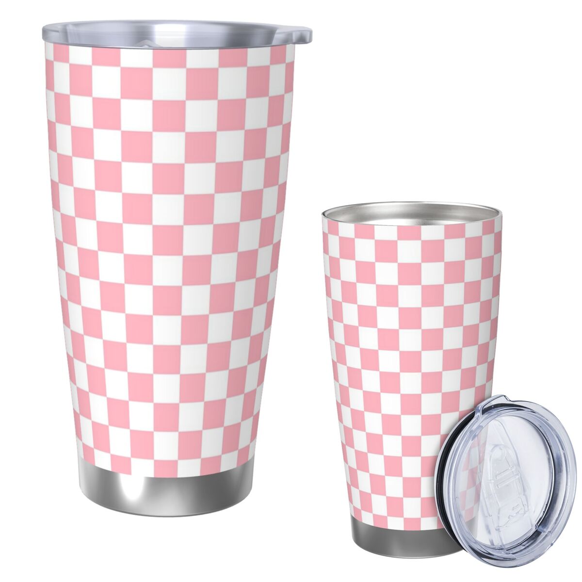 Pink White Checkerboard Patter - đánh giá và giá Tumbler 20Oz White