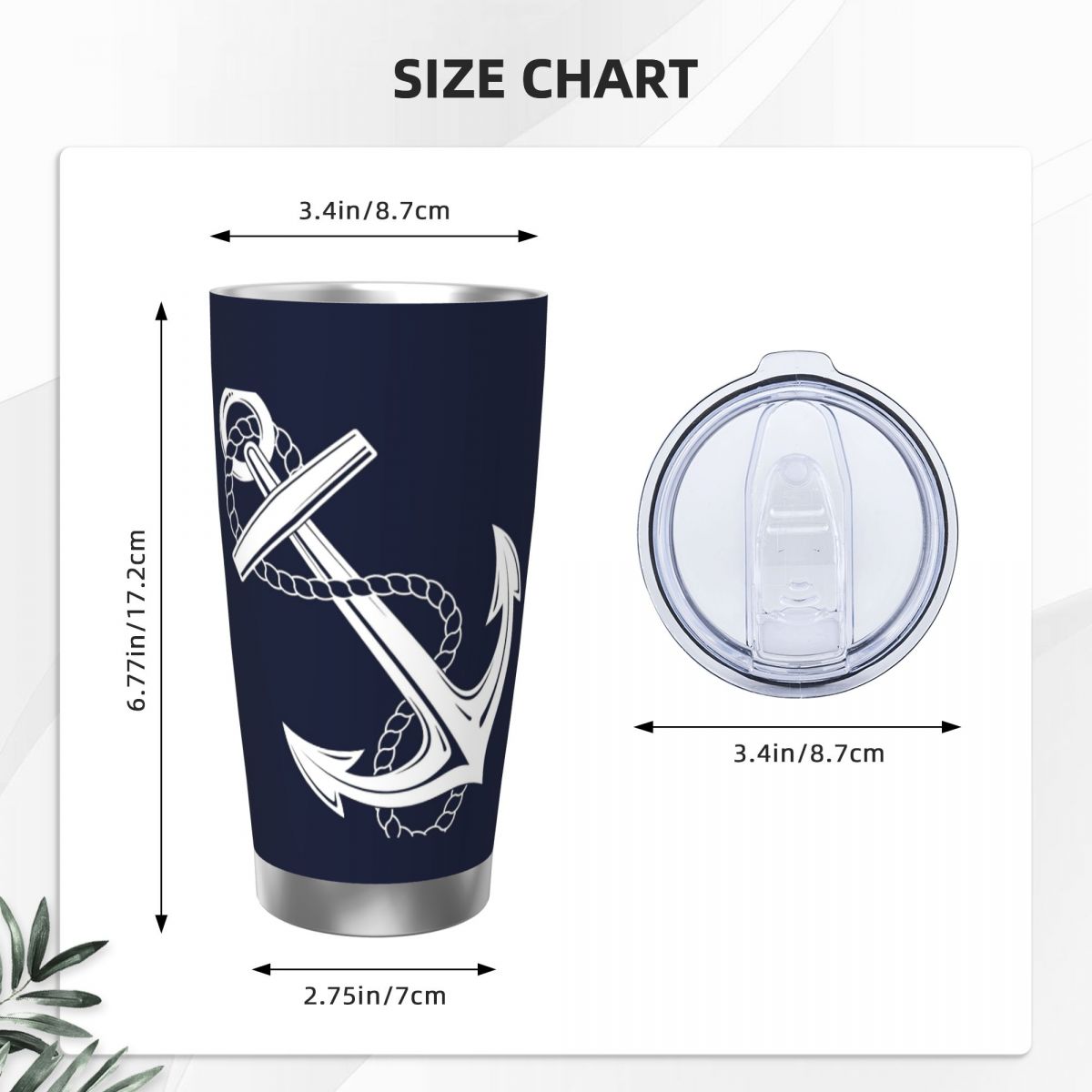 Anchor Nautical White & Navy S - đánh giá và giá Tumbler 20Oz White